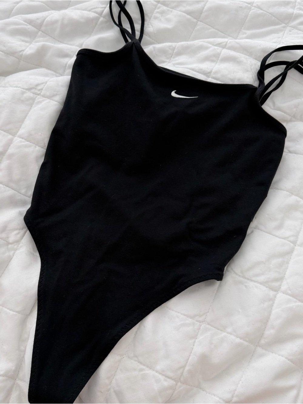 Nike Black One-Piece Swimsuit with White Swoosh Accent